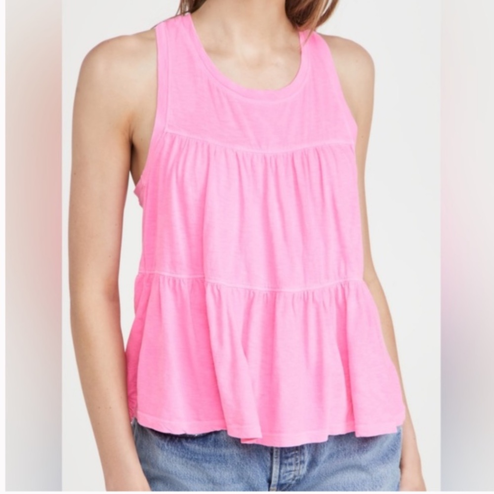 Sundry Tiered Tank Pigment Neon Pink Sz 1/Small